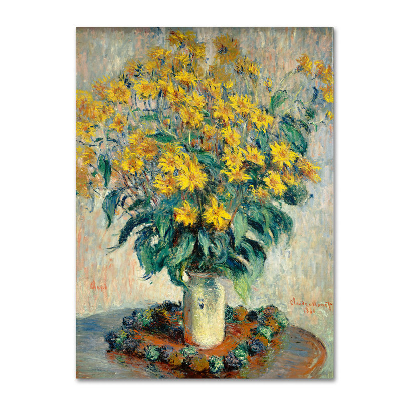 "Fleurs d'artichaut de Jérusalem" par Claude Monet - reproduction d'art sur toile, H 47 po x l 35 po x P 2 po