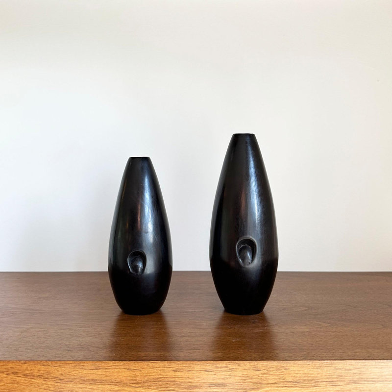 Ebony Wood Vase - Rarico Range, 6.3"