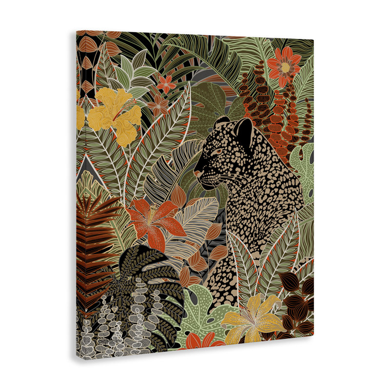«Leopard in Jungle», art mural sur toile par Cat Thurman Designs, H 40 po x l 30 po x P 1,5 po