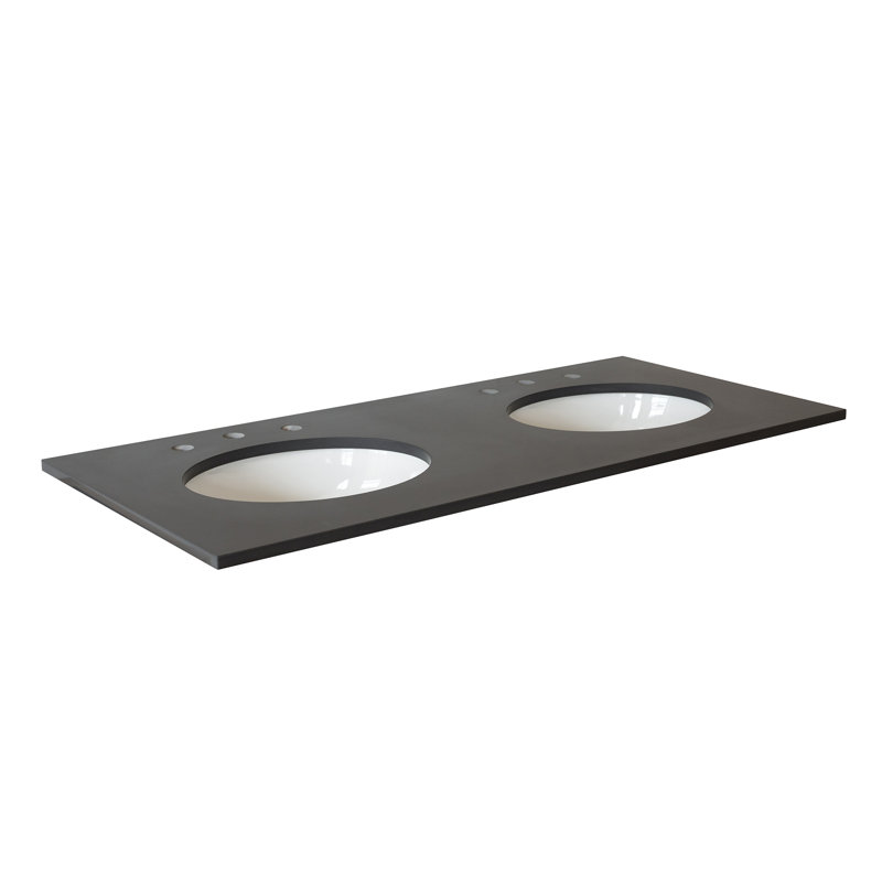 Comptoir gris 49 po et lavabo ovale double 49 po, Gris
