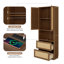 2 Doors Bookshelf With USB Port And 3 Drawers Side Cabinet Storage Shelves-1700099605