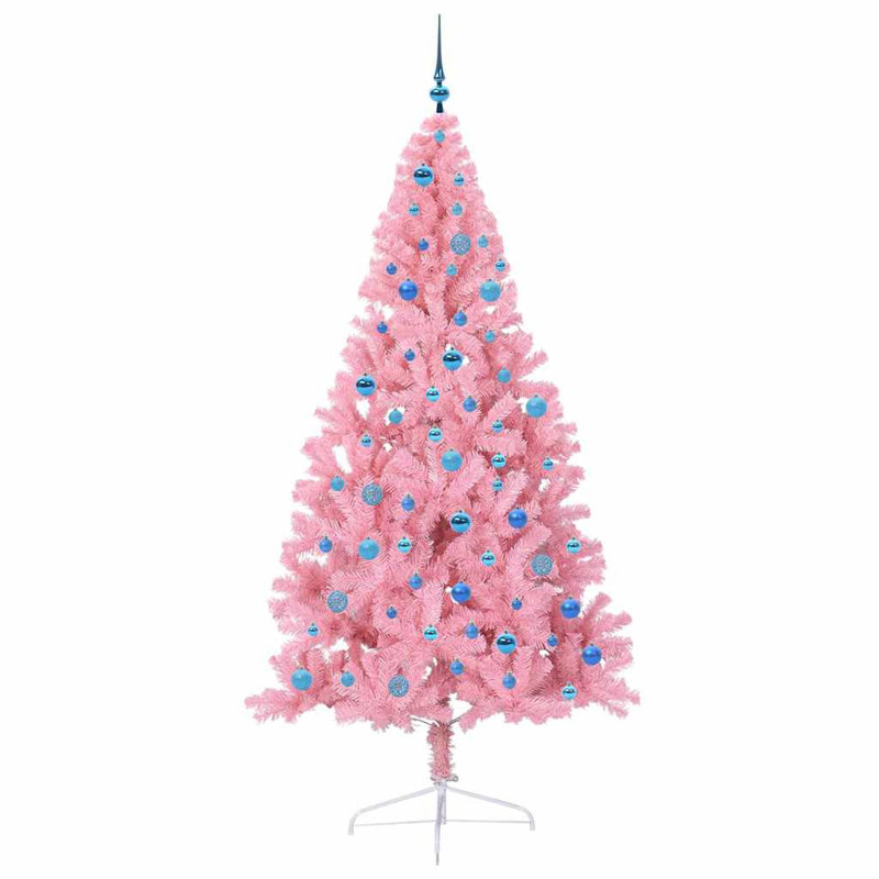  Artificial Pre-lit Christmas Tree PVC, 7.87' H, Pink/Blue