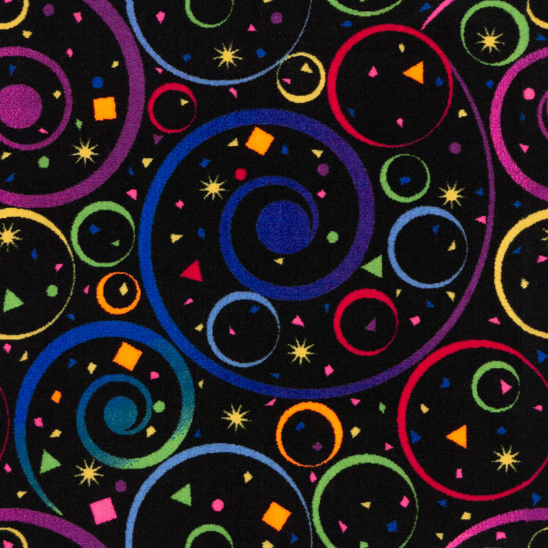 Neon Lights Fun and Games Area Rug, Rectangle 6' x 6'