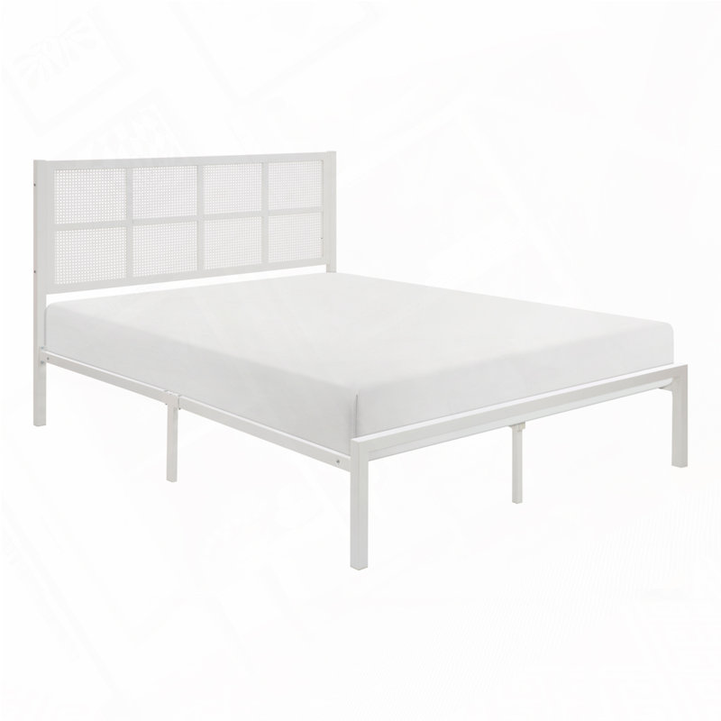 Lit plateforme en métal, White, Grand
