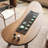 Light Walnut Curved Solid Wood Desk-108831424