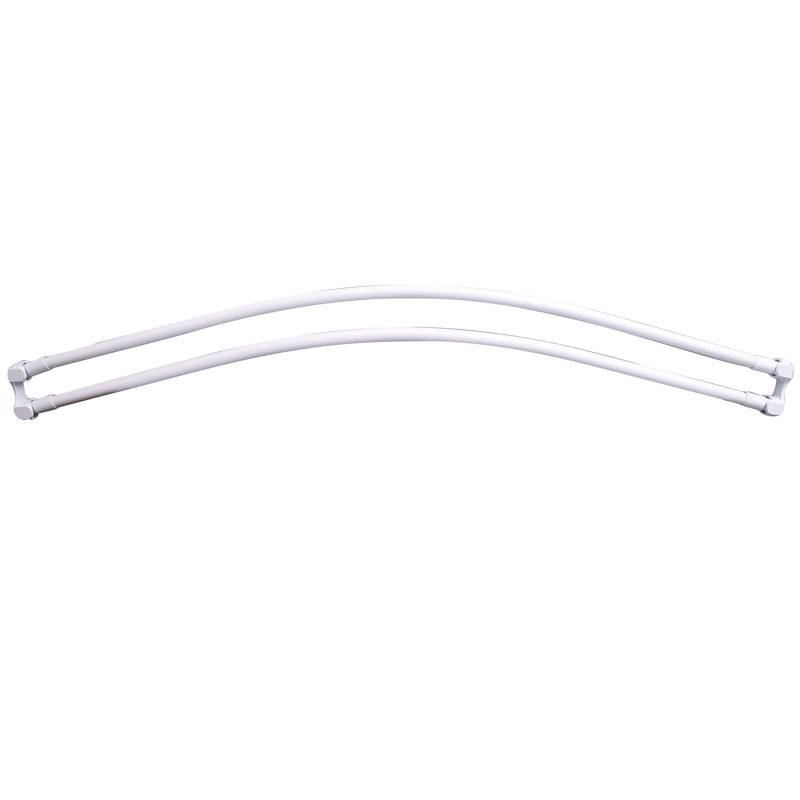 Double tringle à rideau de douche réglable incurvée de L 72 po, Blanc