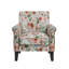 Chaise d'appoint en orange pastel et vert floral avec pieds en bois massif-935725372