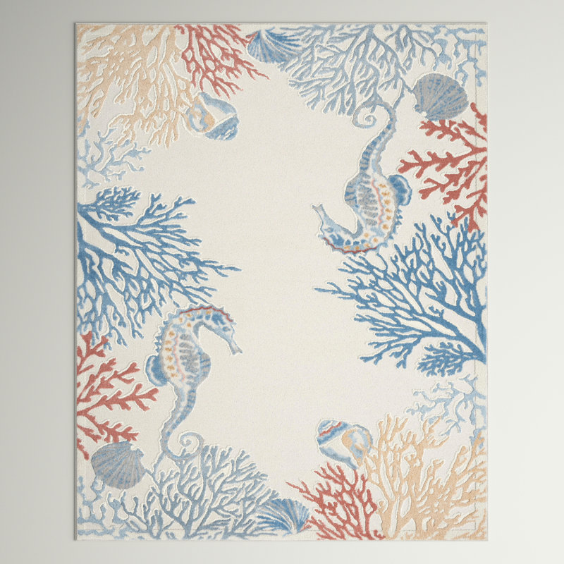 Tapis ivoire / bleu / rouge Baeza, Rectangulaire 4 pi x 6 pi