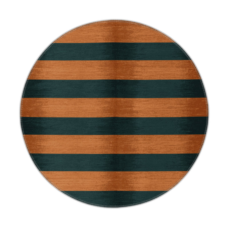 Tapis intérieur / extérieur bleu HorizontalStripes, Rond 5 pi
