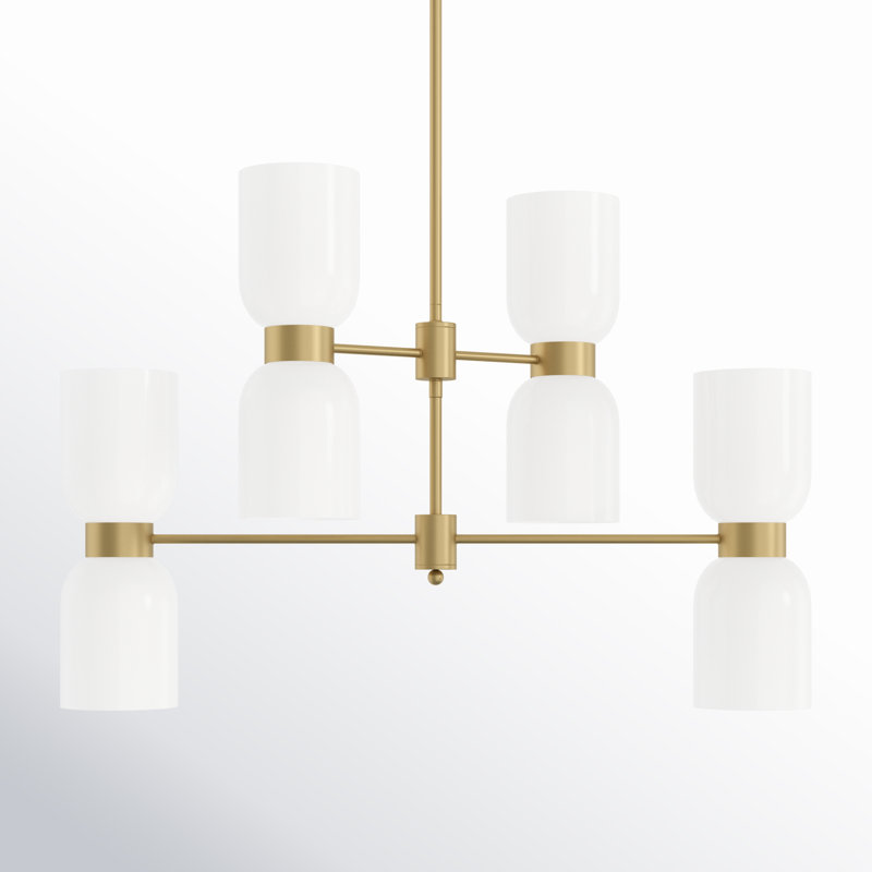 Eugenie Modern Gold 6-Light Chandelier with Opal Glass Shades
