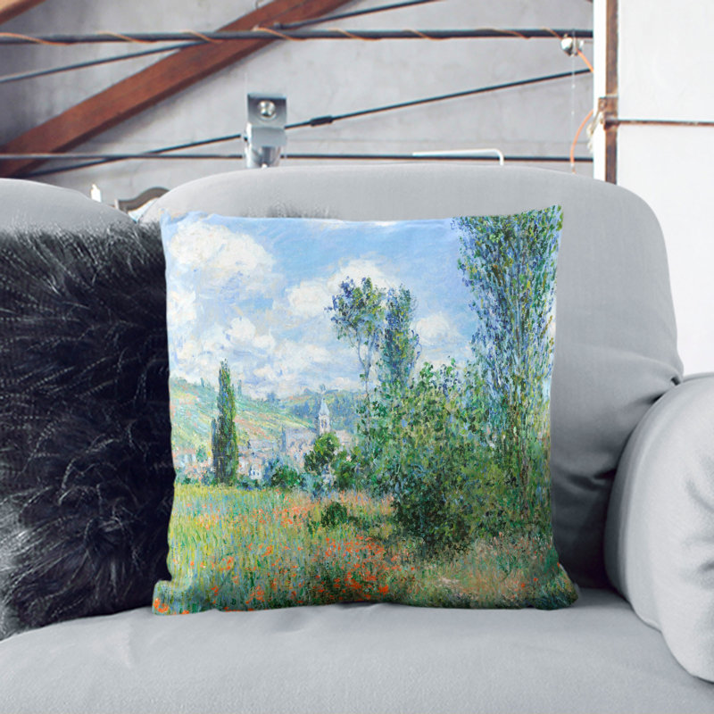 View of Vetheuil Vol.2 Scatter Cushion, 55cm H x 55cm W x 20cm D, Black