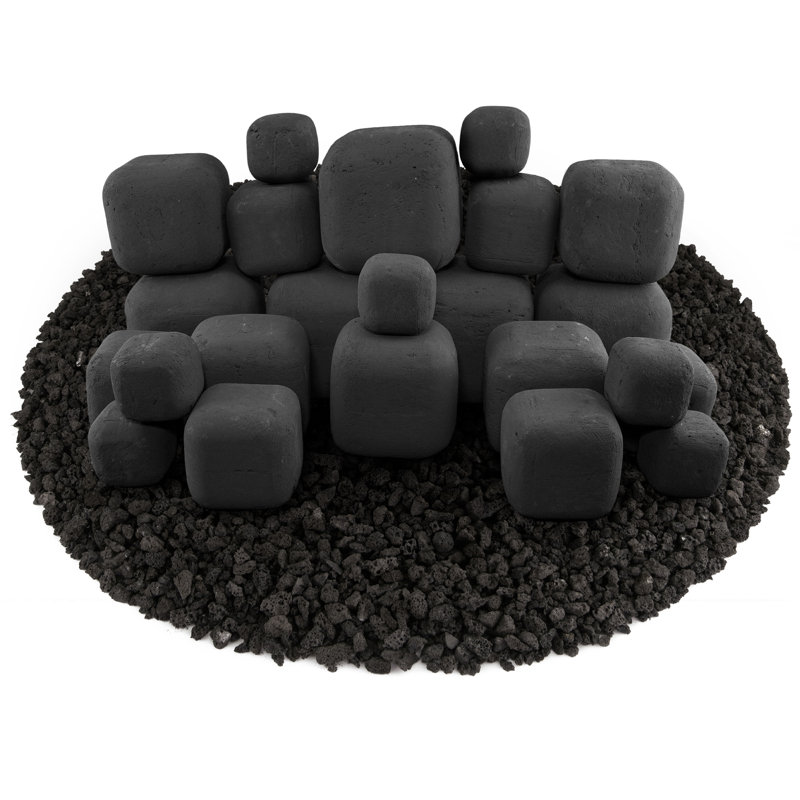 6'' Square Ceramic Fire Pit Accessory, Charcoal Gray