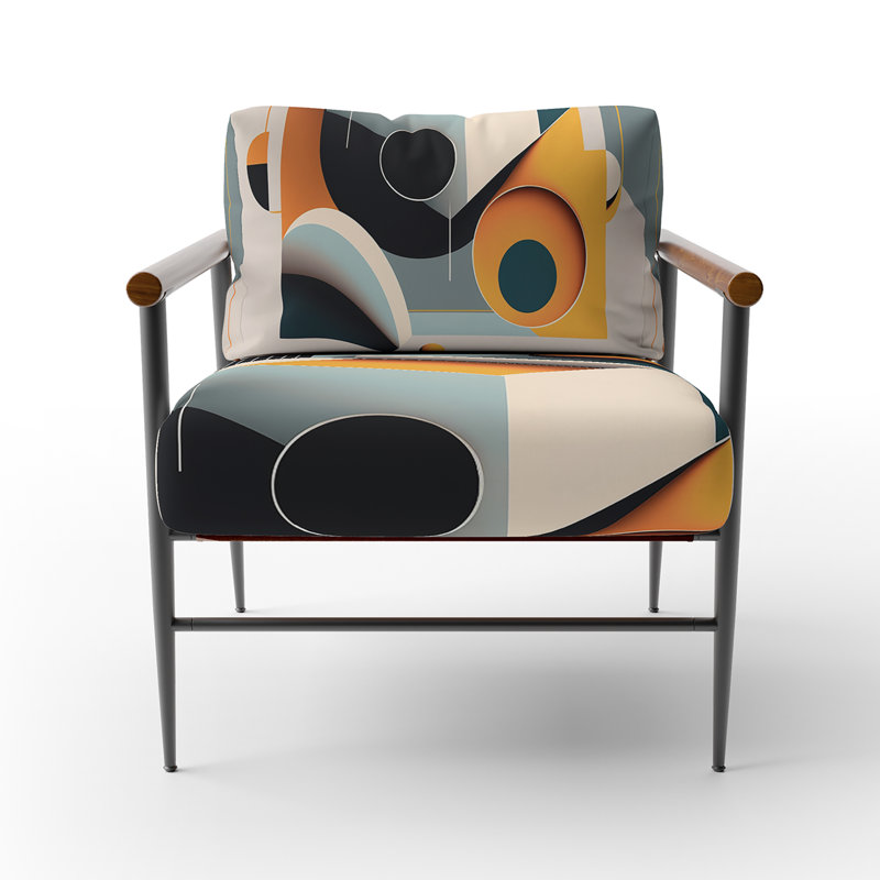 Minimal Bauhaus Dimensions I - Chaise rembourrée contemporaine avec accoudoirs, fauteuil décoratif géométrique abstrait