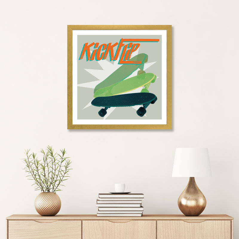 Décoration murale pour enfants Sk8r III, H 16 po x l 16 po x p 1 po, Papier encadré doré