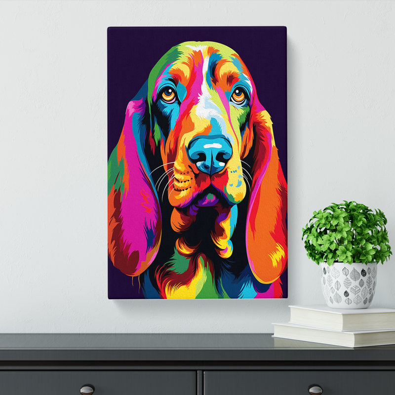 Basset Hound Pop - Wrapped Canvas, 50cm H x 35cm W x 3cm D