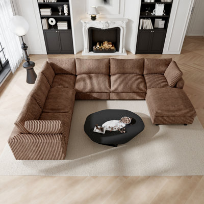 7 - Piece U-Shaped Sectional Reversible Sofa With Removable Ottomans