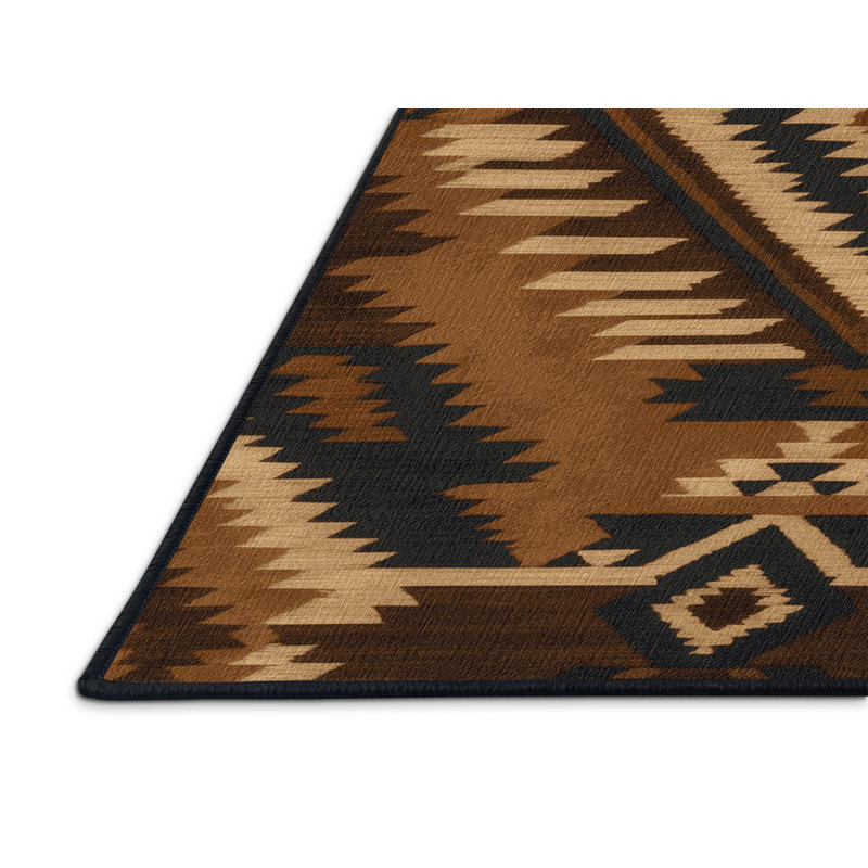 Tapis lavable en peau de bison de style sud-ouest Buffalo, Carré 7 pi