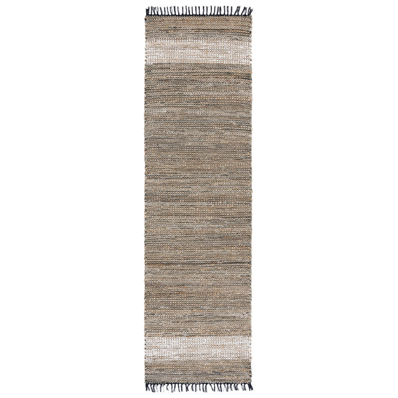 Cape Cod 153 Hand Woven Denim/Jute/Cotton Rug in Green/Beige, Runner 2'3" x 8'