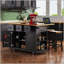Grand îlot de cuisine de 53 po avec rallonge, supports de porte internes et prise de courant - noir (tabourets non inclus)-129895321-129895322