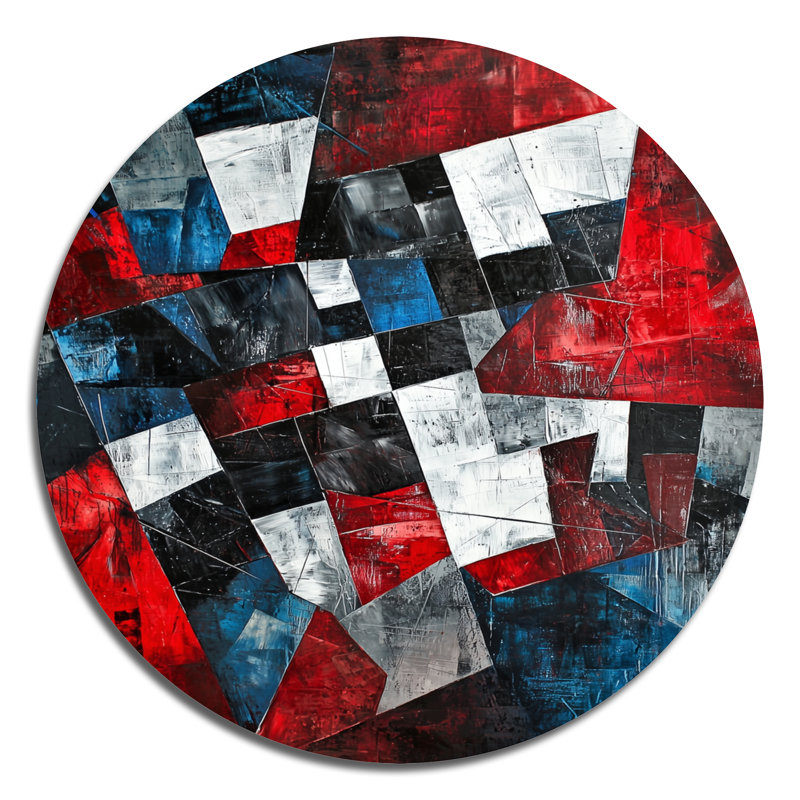 «Unity In Force USA Flag Fragments II», reproduction d'art moderne en métal rouge, H 16 po x l 16 po