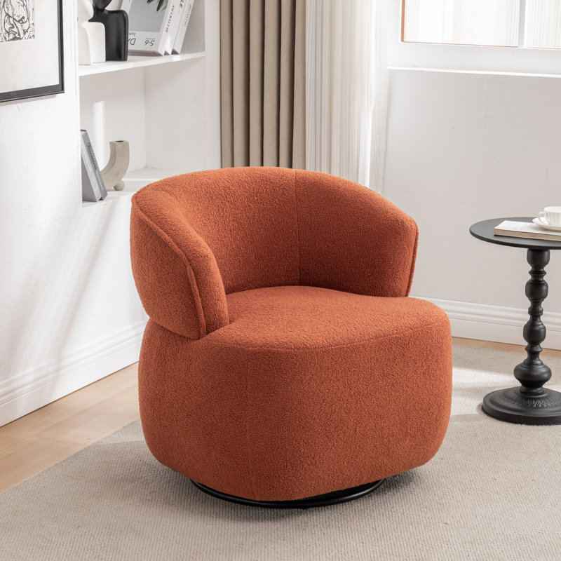 Olevide Swivel Barrel Chair, Orange Teddy