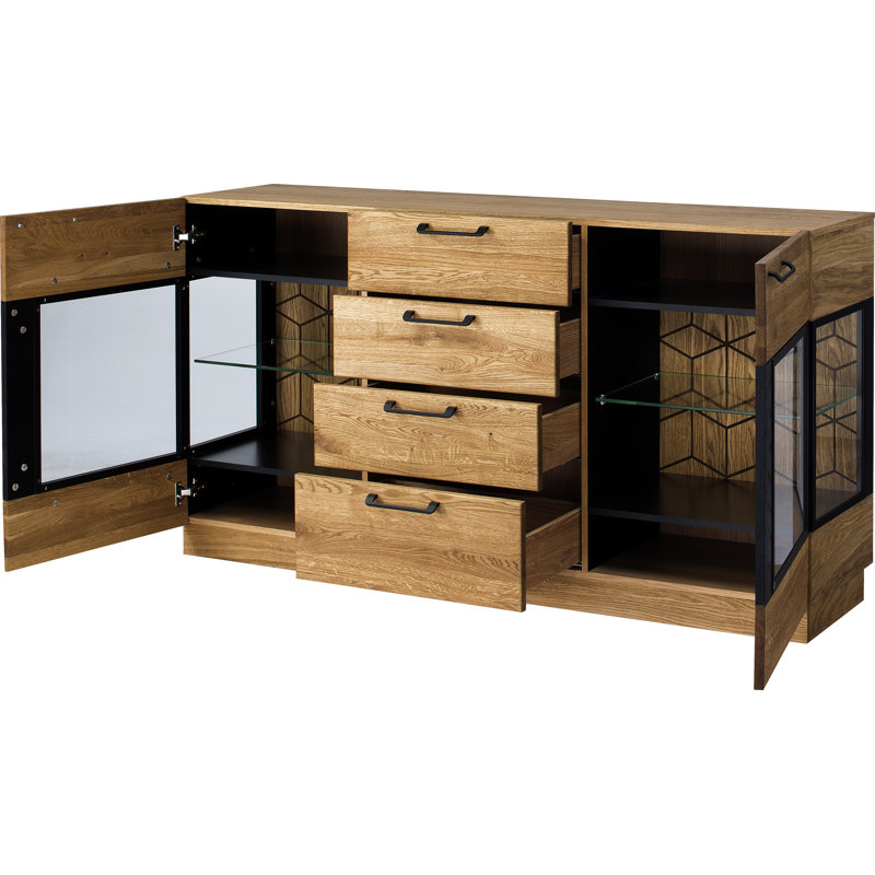 MOSAIC Manufactured + Solid Oak Wood 2-Door 4-Drawer Sideboard