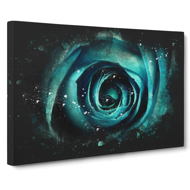 A Teal Rose - Wrapped Canvas Print, 40cm H x 60cm W x 3cm D
