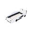 Lit plateforme blanc en forme de voiture simple avec roues fonctionnelles et barrières de sécurité