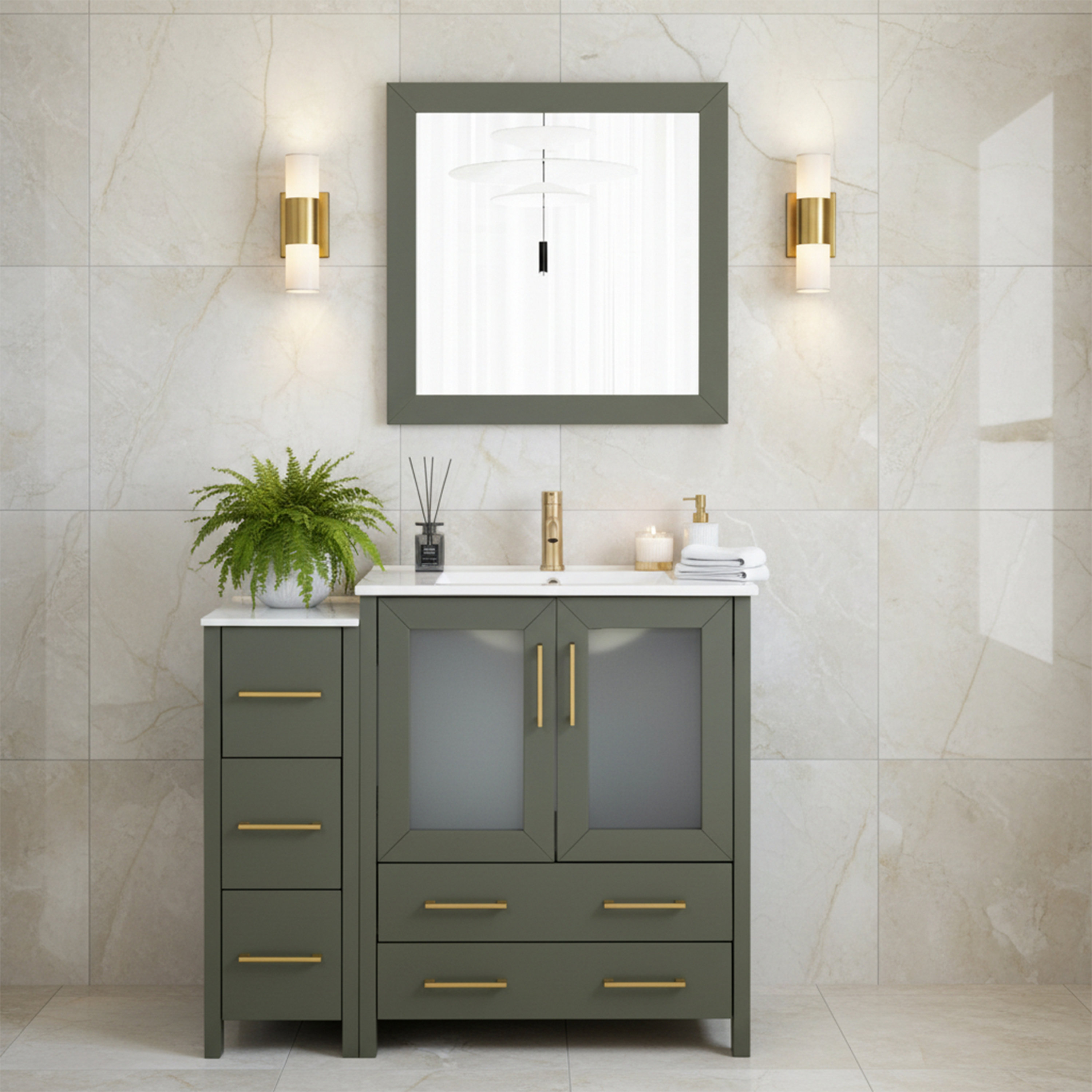 Vanity Art 42" Single Bathroom Vanity with Top with Mirror | Wayfair