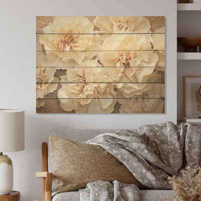 Minimalism Carnation Flowers - Carnations Wood Wall Art On Natural Pine Wood