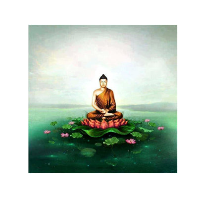 Bouddha méditant sur un lotus | Peinture à l'huile par Jagriti Sharma
