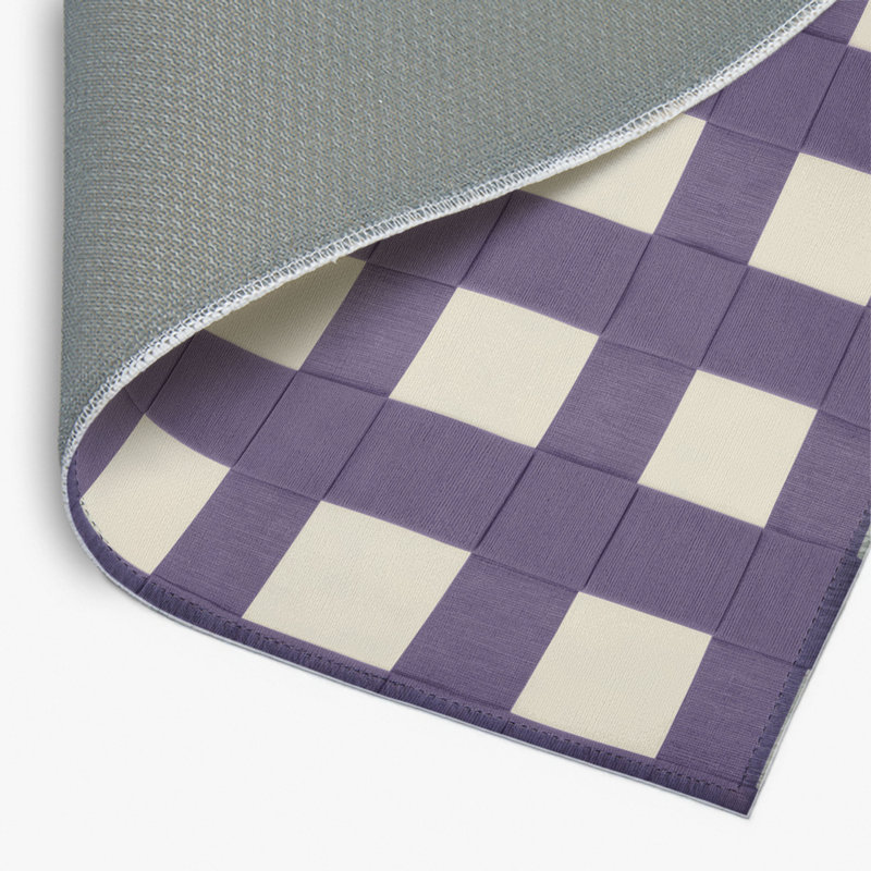 Checkered Purple Indoor and Outdoor Area Rug, Rectangle 4' x 6'