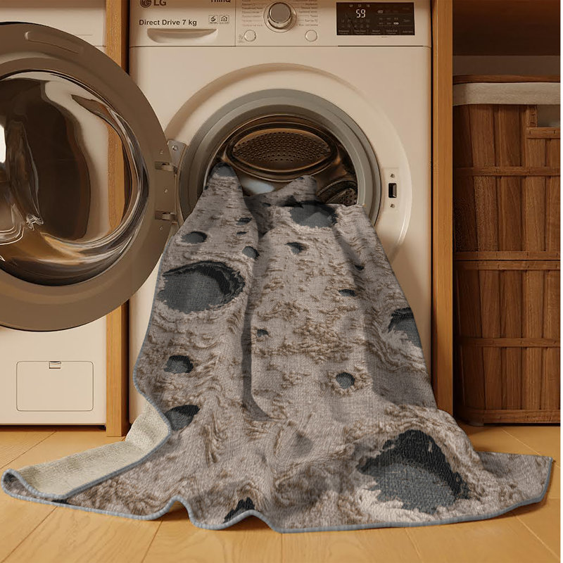 Tapis gris lavable à la machine, Rectangulaire 3 pi x 5 pi