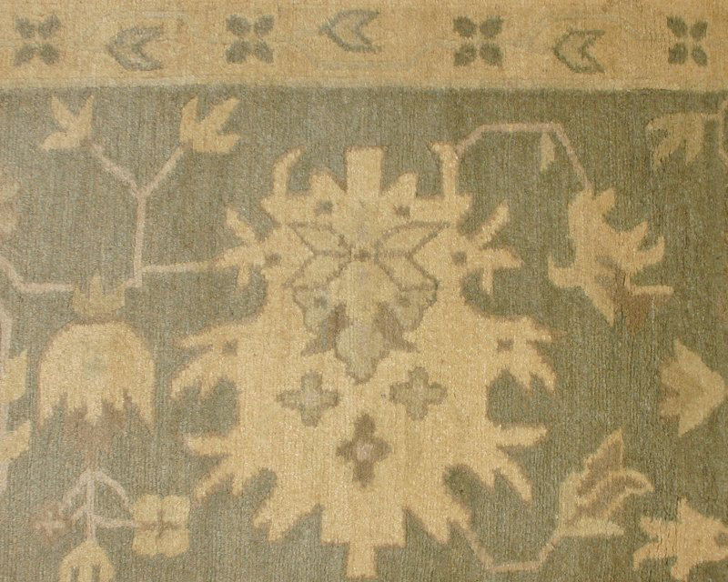 Afshan Wool Oriental Area Rug in Greens/Taupes, Rectangle 8' x 10'