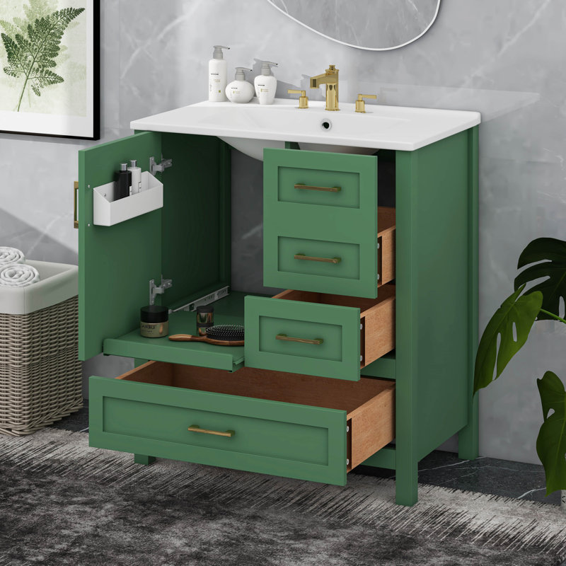 30" Bathroom Vanity With Sink Combination Set, Green