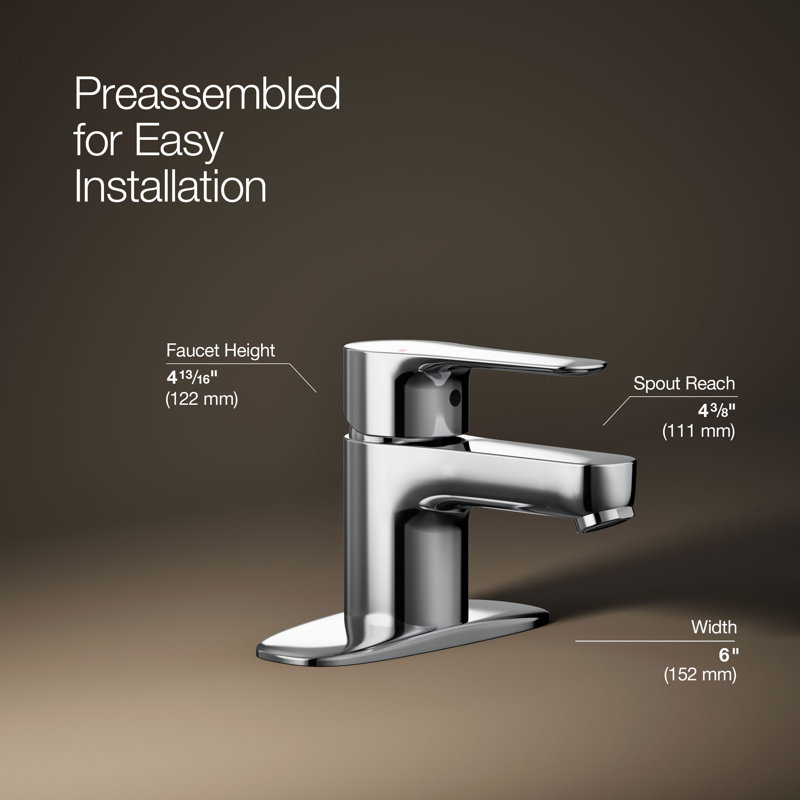July Single-Handle Bathroom Sink Faucet with Escutcheon, Polished Chrome