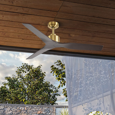 Kantor 52-Inch Indoor/Outdoor Champagne bronze with Dark Walnut Blades, Whisper-Silenc DC Motor, Remote Control, No Light Kit (3-Blade)