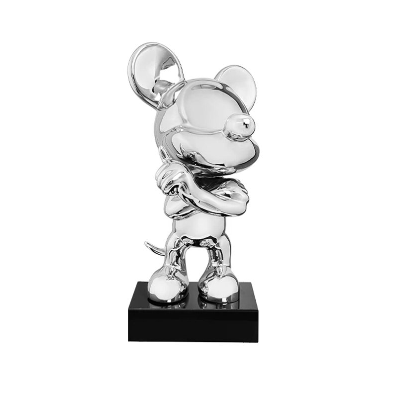 Sculpture créative en résine électrolytique Mickey, Argenté / Noir