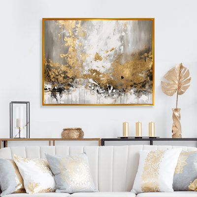 Or et blanc abstrait - art mural abstrait