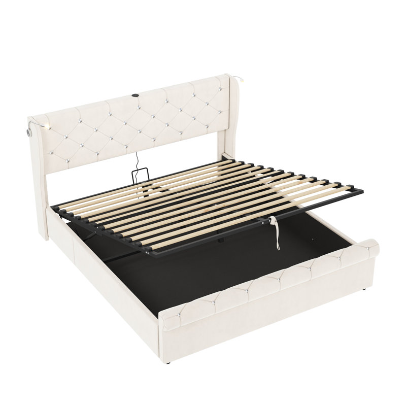 Ottoman Storage Bed, Kingsize (5'), White