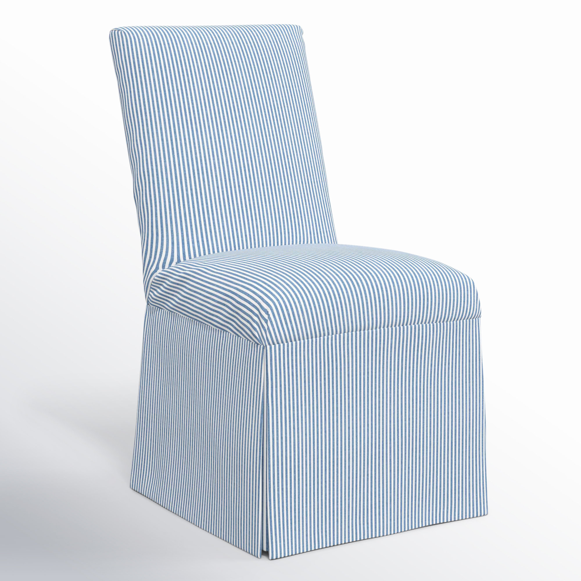 Ivanka Upholstered Parsons Chair, Prep Stripe Blue