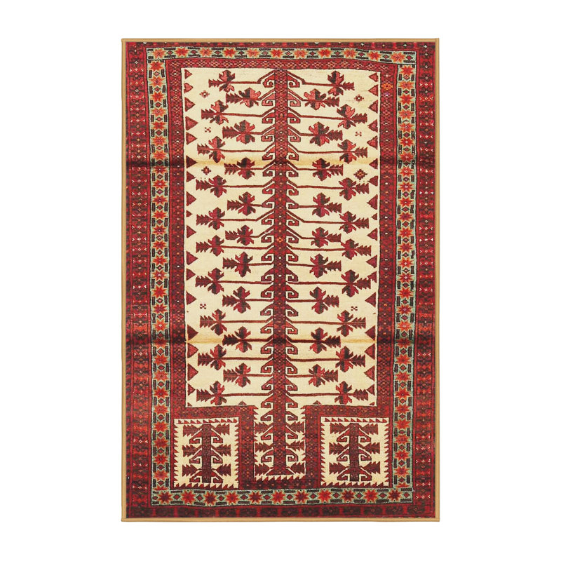 Tapis traditionnel rouge / beige Ulti, Rectangle 5 pi x 7 pi