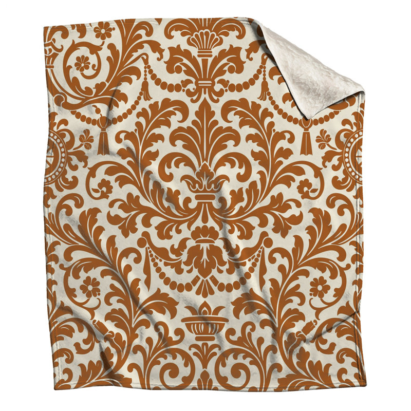 Ornate Damask Pattern Blankets, 60in W x 80in H