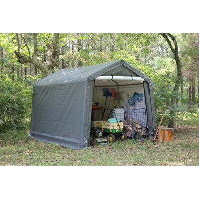 Remise de rangement extérieure robuste de 8 pi x 8 pi avec crochets en S à fermeture à glissière, abri de garage portatif imperméable et résistant aux rayons UV, abri de tente de vélo de moto