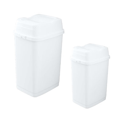 Mini poubelle en plastique avec couvercle pivotant pour salle de bain, comptoir, bureau, paquet de 2 blanc, 1,25 / 2,5 gallons