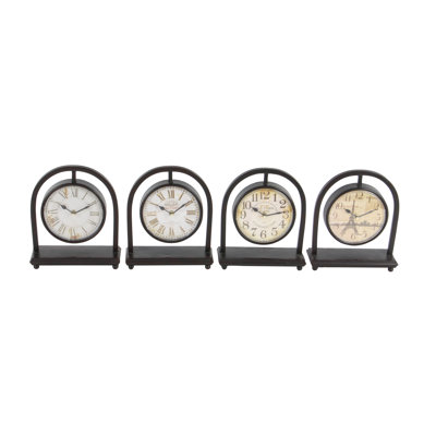 Rustic Analog Metal Tabletop Clock in Brown/Beige/Blue/White