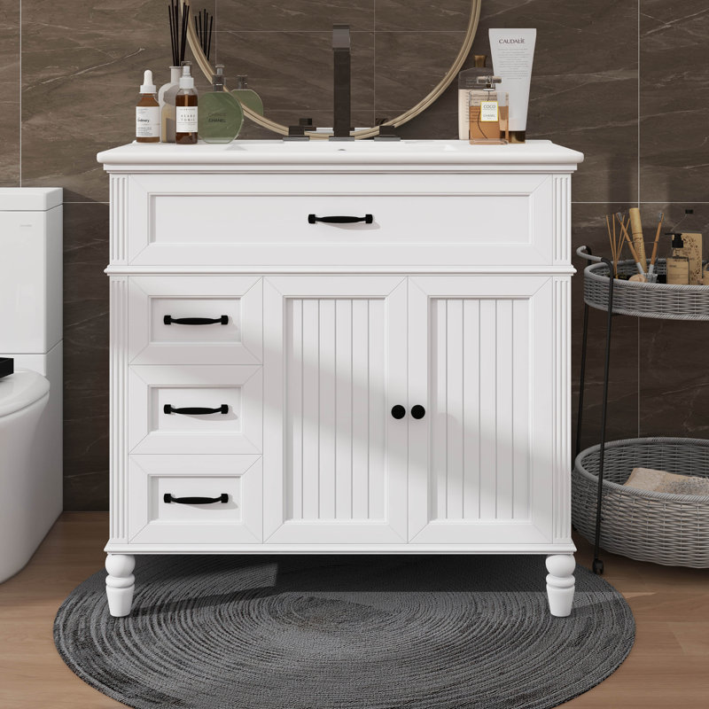 Meuble-lavabo avec tiroirs 36 po, 36 po, Blanc