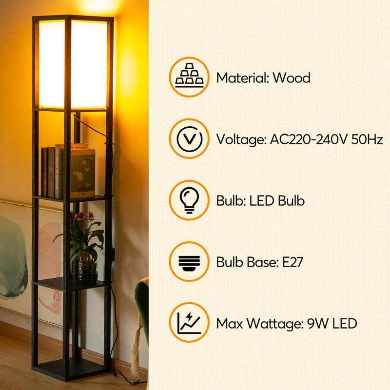 162.7cm Oil Rubbed Traditional Floor Lamp, Black