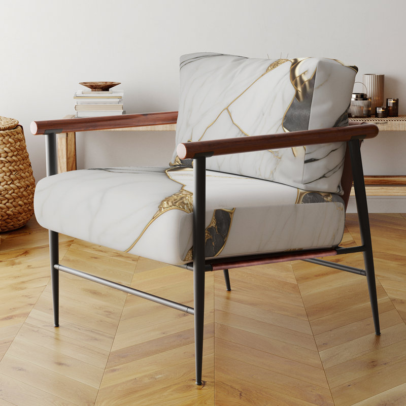 Cress - Fauteuil d'appoint rembourré en marbre, Noir, noir, noir, noir