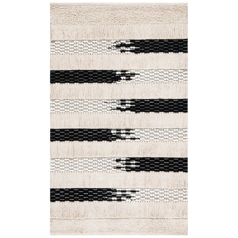 Tapis rayé en coton tissé à la main Jessen , Rectangle 4 pi x 6 pi